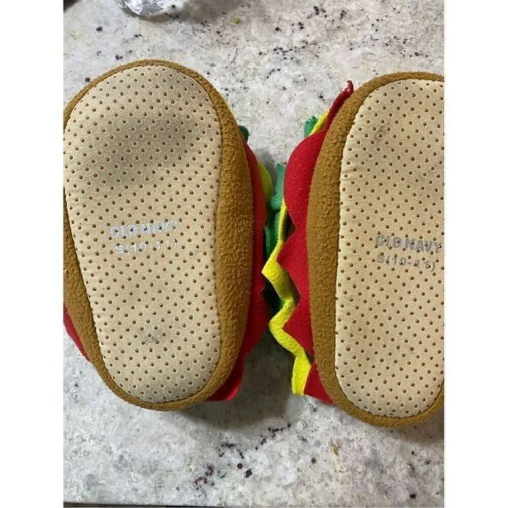 Boys old navy cheeseburger slippers‎ size small 10-11
